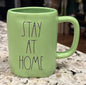New Rae Dunn green ceramic coffee mug STAY AT HOME PLANT MOM