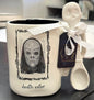 New Rae Dunn x Harry Potter ceramic coffee mug with spoon DEATH EATER