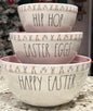 New Rae Dunn 3-piece pink interior melamine Easter decor Bunny trimmed bowl set