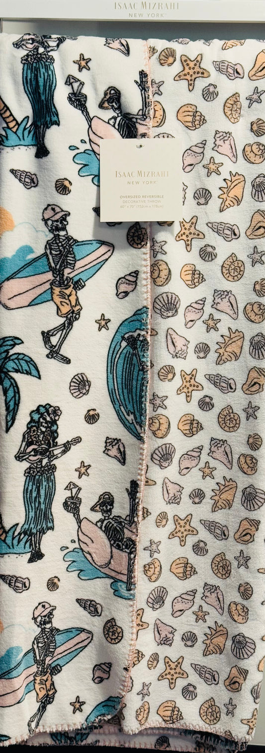 New Issac Mizrahi 60x70 blanket bedding Halloween Summerween skeleton throw blanket