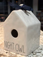 Rae Dunn white ceramic NIGHT OWL Birdhouse decor