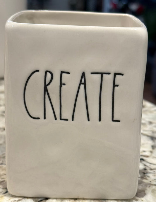 Rae Dunn 4.75” ceramic storage container CREATE