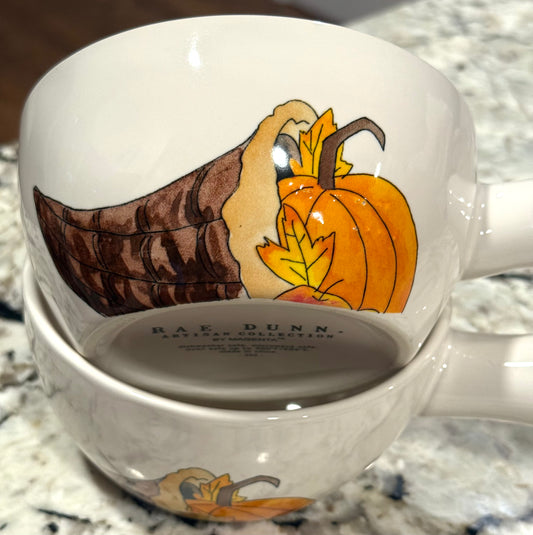 New Rae Dunn white ceramic fall handled bowl set GRATEFUL