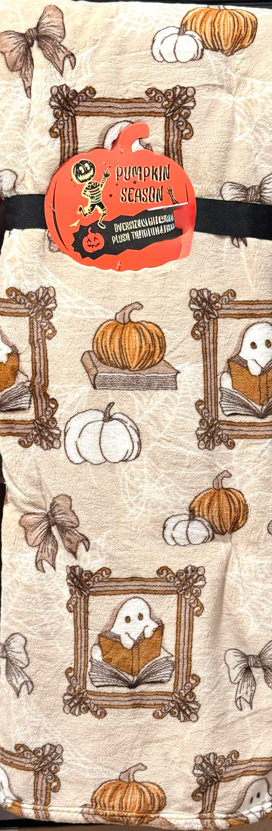 New plush oversized Halloween ghost reading book throw blanket 60x70
