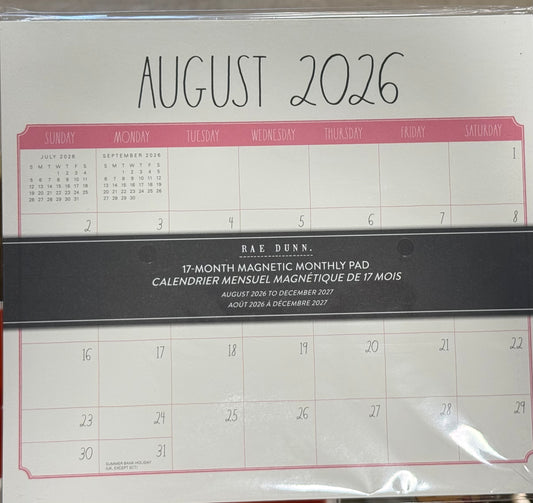 New Rae Dunn magnetic monthly tear off calendar 17-month 2026-2027