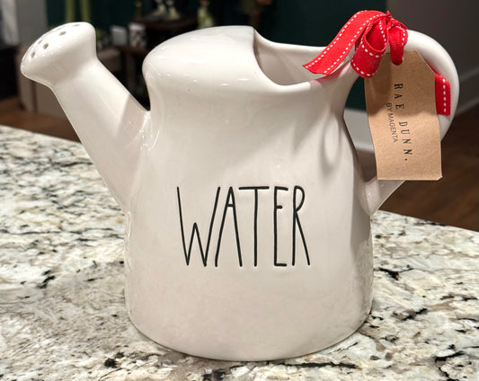 New Rae Dunn white ceramic watering can garden decor WATER