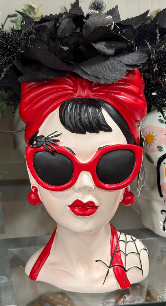 New 10x5 Bella Lux black floral Halloween trsin girl decor head piece