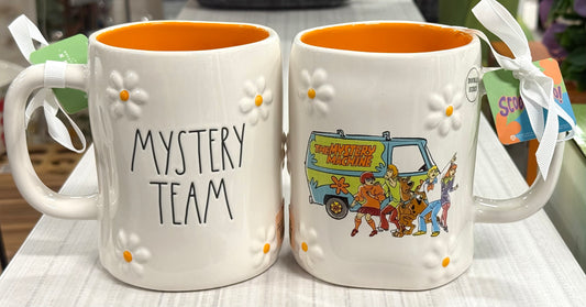 New Rae Dunn x Scooby Doo new release ceramic floral coffee mug MYSTERY TEAM
