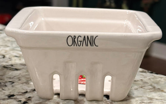 New Rae Dunn white ceramic ORGANIC strawberries colander