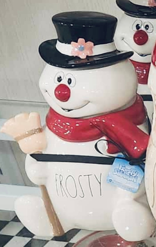 New Rae Dunn x Frosty the Snowman ceramic Christmas canister