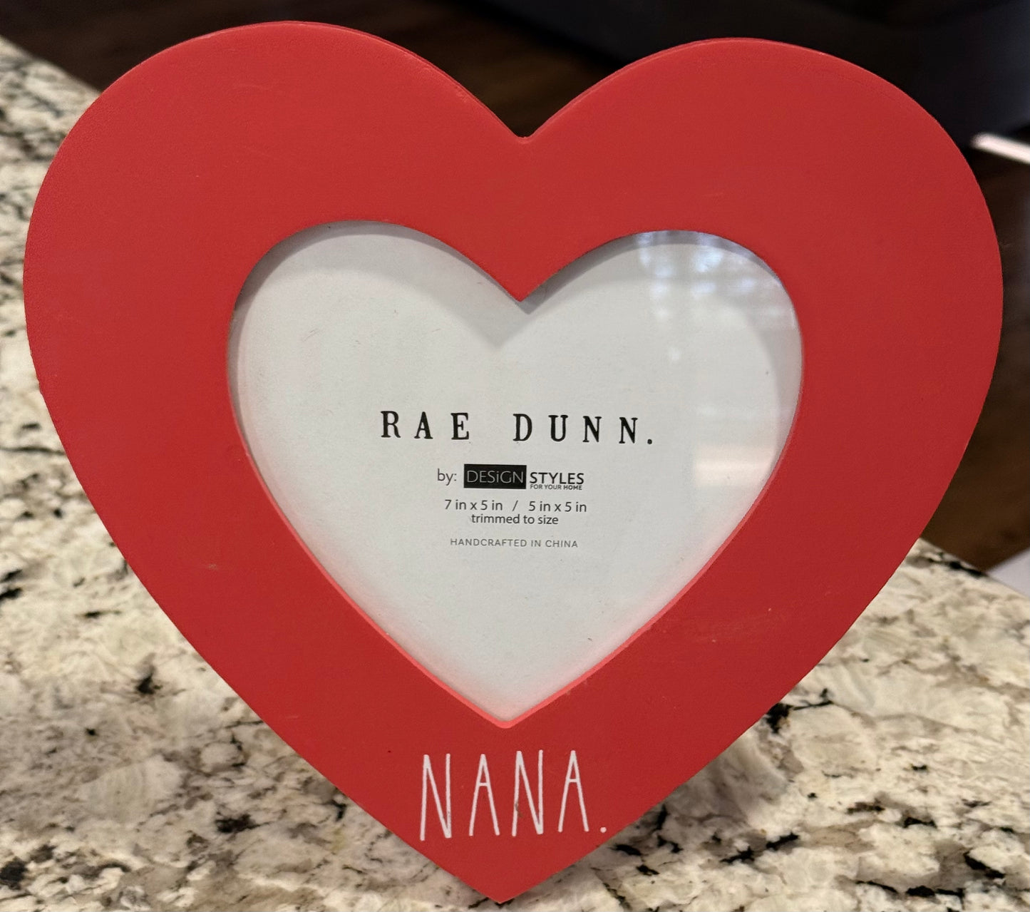 New Rae Dunn wood heart NANA photo frame 5x5 insert