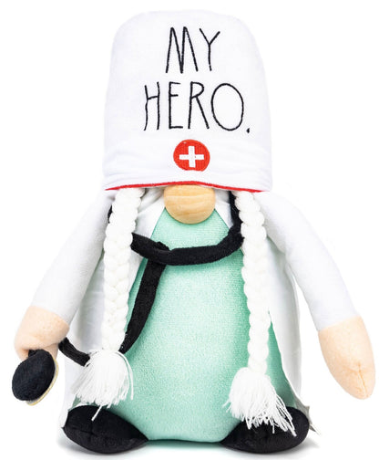 New Rae Dunn Female plush Nurse Gnome MY HERO
