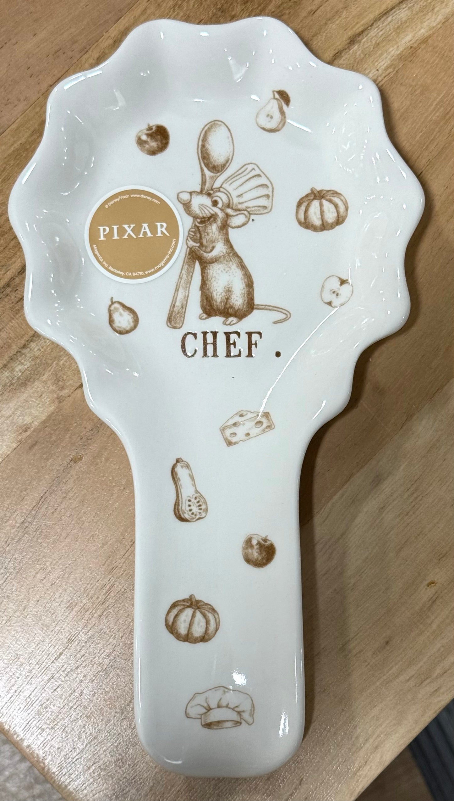 New Rae Dunn x Ratatouille ceramic spoon rest CHEF