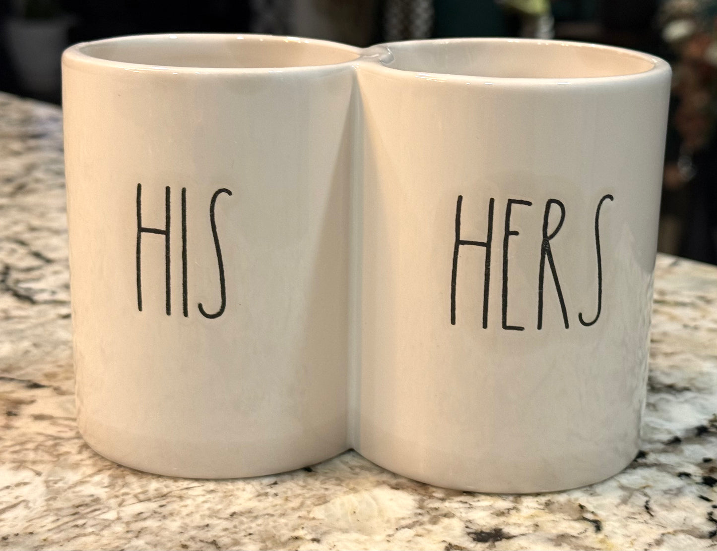 New Rae Dunn white ceramic HIS/HERS toothbrush holder