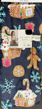 New Rae Dunn oversized blue gingerbread house/man blanket bedding 60x70