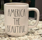 New Rae Dunn ceramic 4th of July Americana coffee mug camper back AMERICA THE BEAUTIFUL