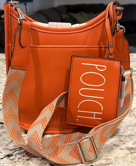 New 8x6 orange fall cross body handbag with storage POUCH