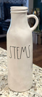 New Rae Dunn white ceramic STEMS handled vase