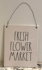 New Rae Dunn ceramic 7.5x7 wall hanging sign FRESH FLOWER MARKET