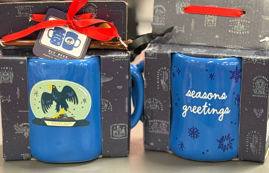 New Rae Dunn x Harry Potter ceramic Christmas coffee mug & wand stirer RAVENCLAW