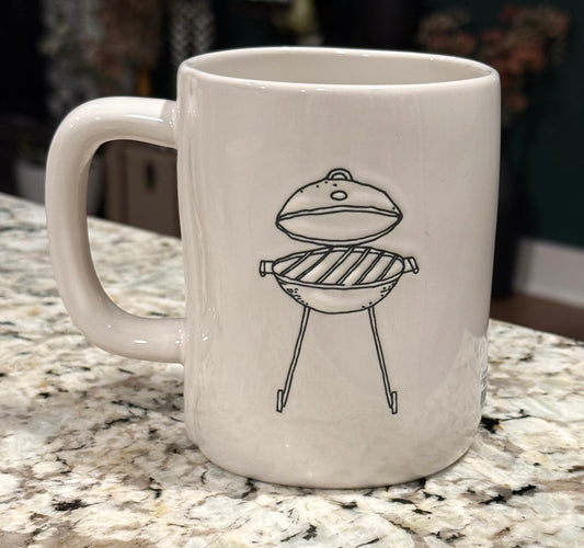 New Rae Dunn white ceramic coffee mug GRILL MASTER