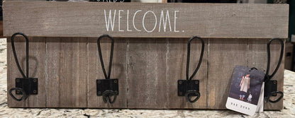 New Rae Dunn wood WELCOME. hanging storage rack 21x8