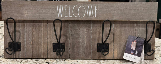New Rae Dunn wood WELCOME. hanging storage rack 21x8