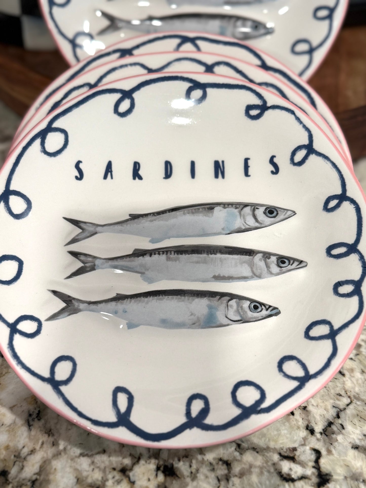 New 4-piece ceramic 8.5” SARDINES plate set