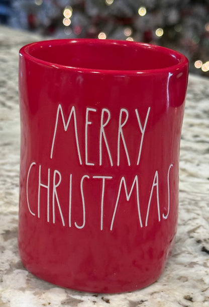 New Rae Dunn red ceramic Christmas candle MERRY CHRISTMAS