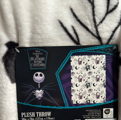 New Nightmare before Christmas white 50x70 Jack & Sally throw blanket