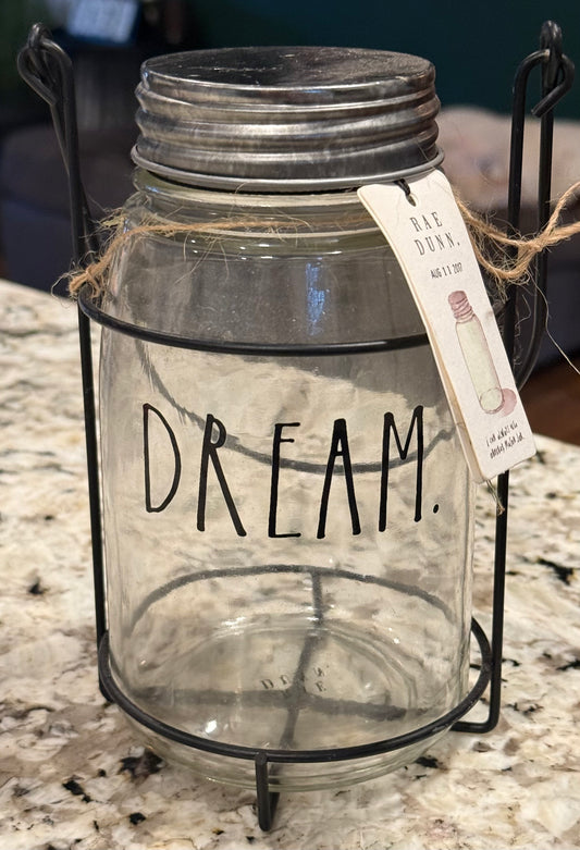 New Rae Dunn glass lantern mason jar DREAM.