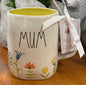 New Rae Dunn ceramic floral print coffee mug MUM