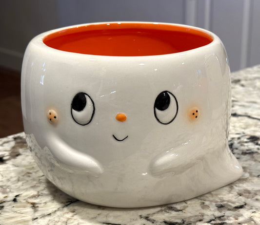 New white ceramic Halloween ghost candy bowl