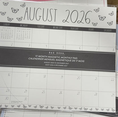 New Rae Dunn magnetic monthly tear off calendar 17-month 2026-2027 butterfly
