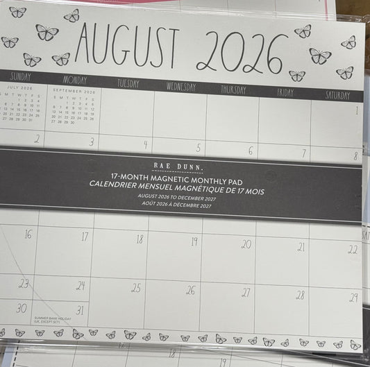New Rae Dunn magnetic monthly tear off calendar 17-month 2026-2027 butterfly