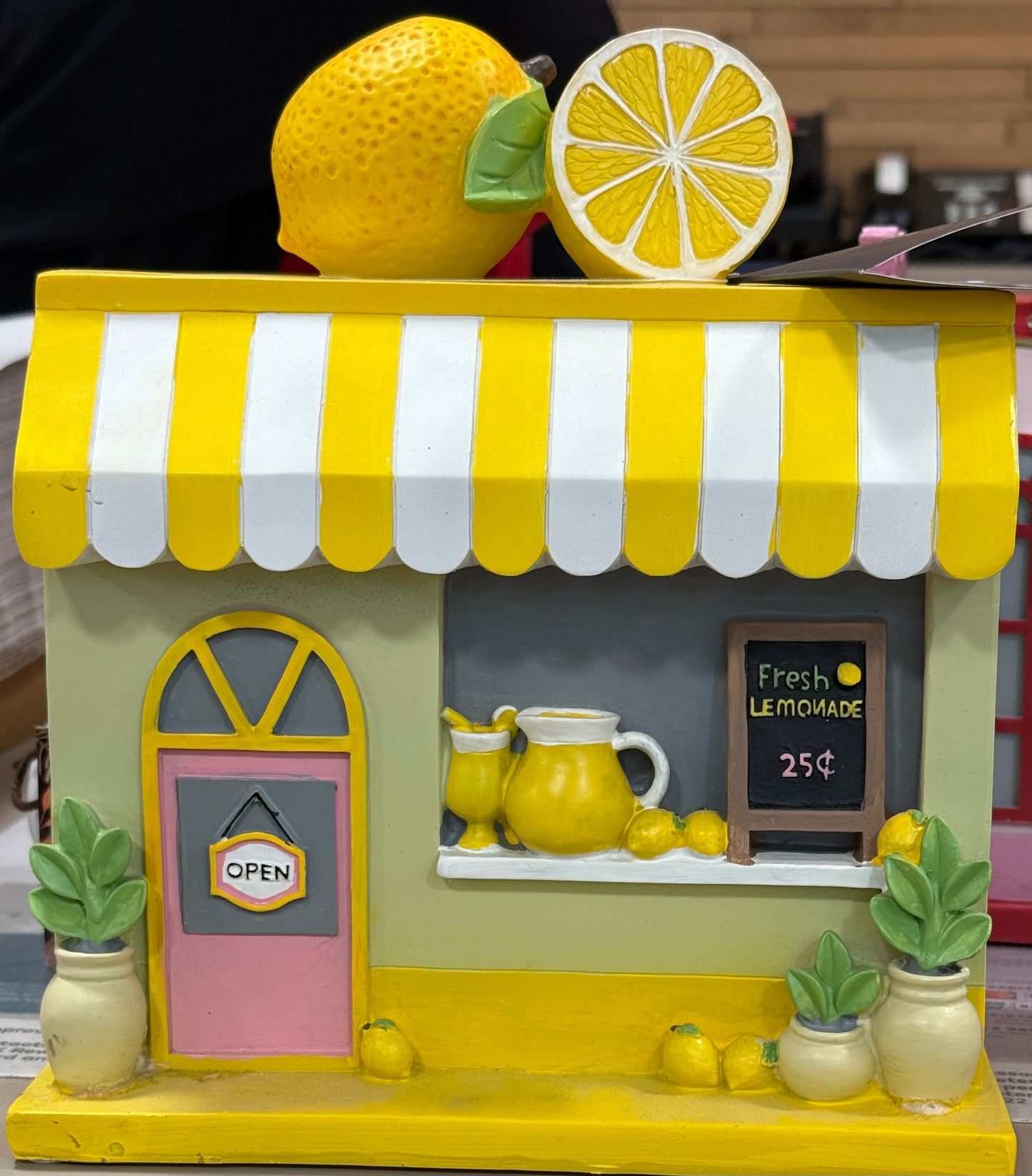 New resin block Lemonade Stand striped awning showcased decor piece 8.5x5.5