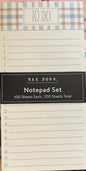 New Rae Dunn 200 sheet TO DO/TO BUY notepad set -plaid style