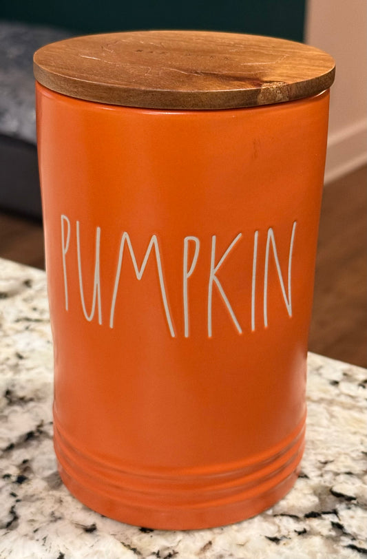 New Rae Dunn 7” PUMPKIN ceramic cellar
