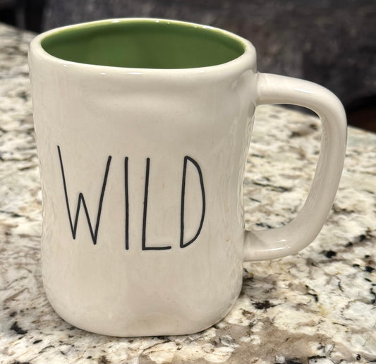 New Rae Dunn white ceramic mug WILD