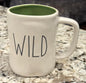 New Rae Dunn white ceramic mug WILD