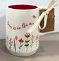 New Rae Dunn floral ceramic mug LOVE IS IN THE AIR
