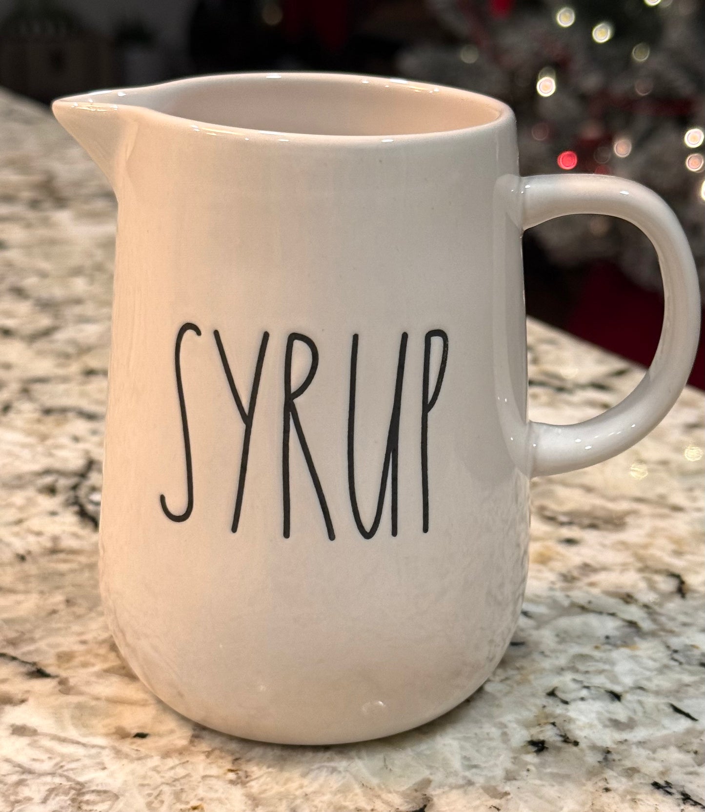 Rae Dunn white ceramic pitcher SYRUP