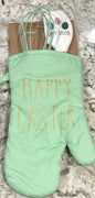 New Rae Dunn green Easter oven mitt and kitchen utensil set HAPPY EASTER