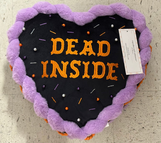 New Cupcakes and Cashmere Halloween throw heart pillow DEAD INSIDE