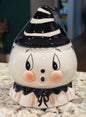 New Joanna Parker 5” ceramic Gus striped hat trinket canister