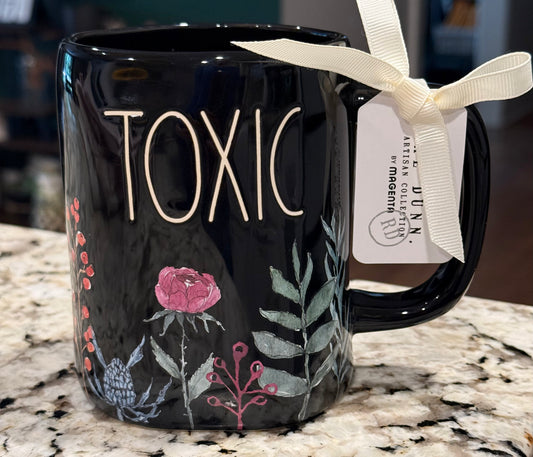 New Rae Dunn black iridescent ceramic Halloween coffee mug TOXIC