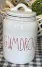 New Rae Dunn white 6” ceramic Christmas storage decor canister GUMDROPS