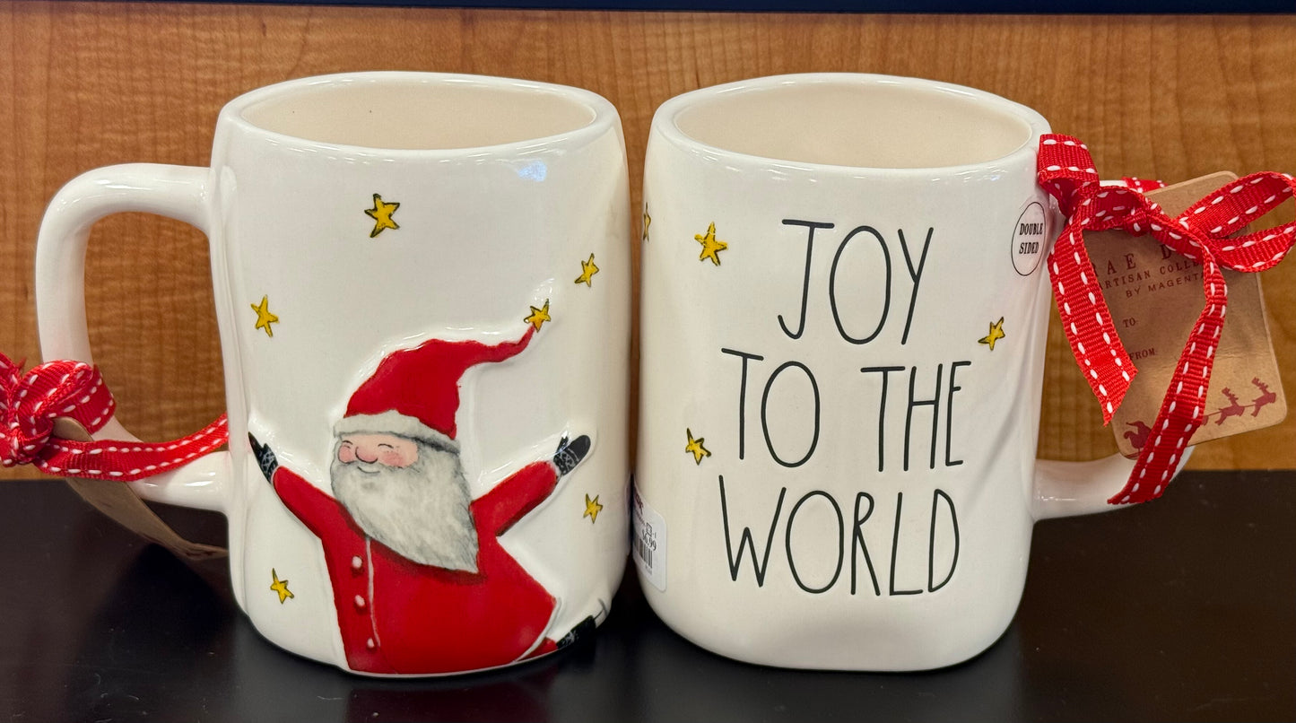 New Rae Dunn ceramic Christmas coffee mug JOY TO THE WORLD