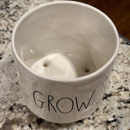 Rae Dunn white ceramic GROW garden planter pot