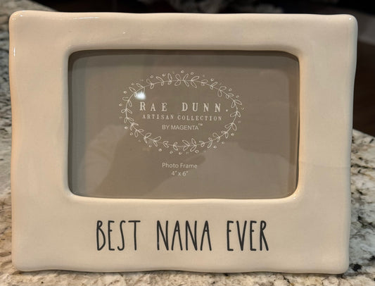 New Rae Dunn white ceramic picture frame 4x6 photo insert BEST NANA EVER